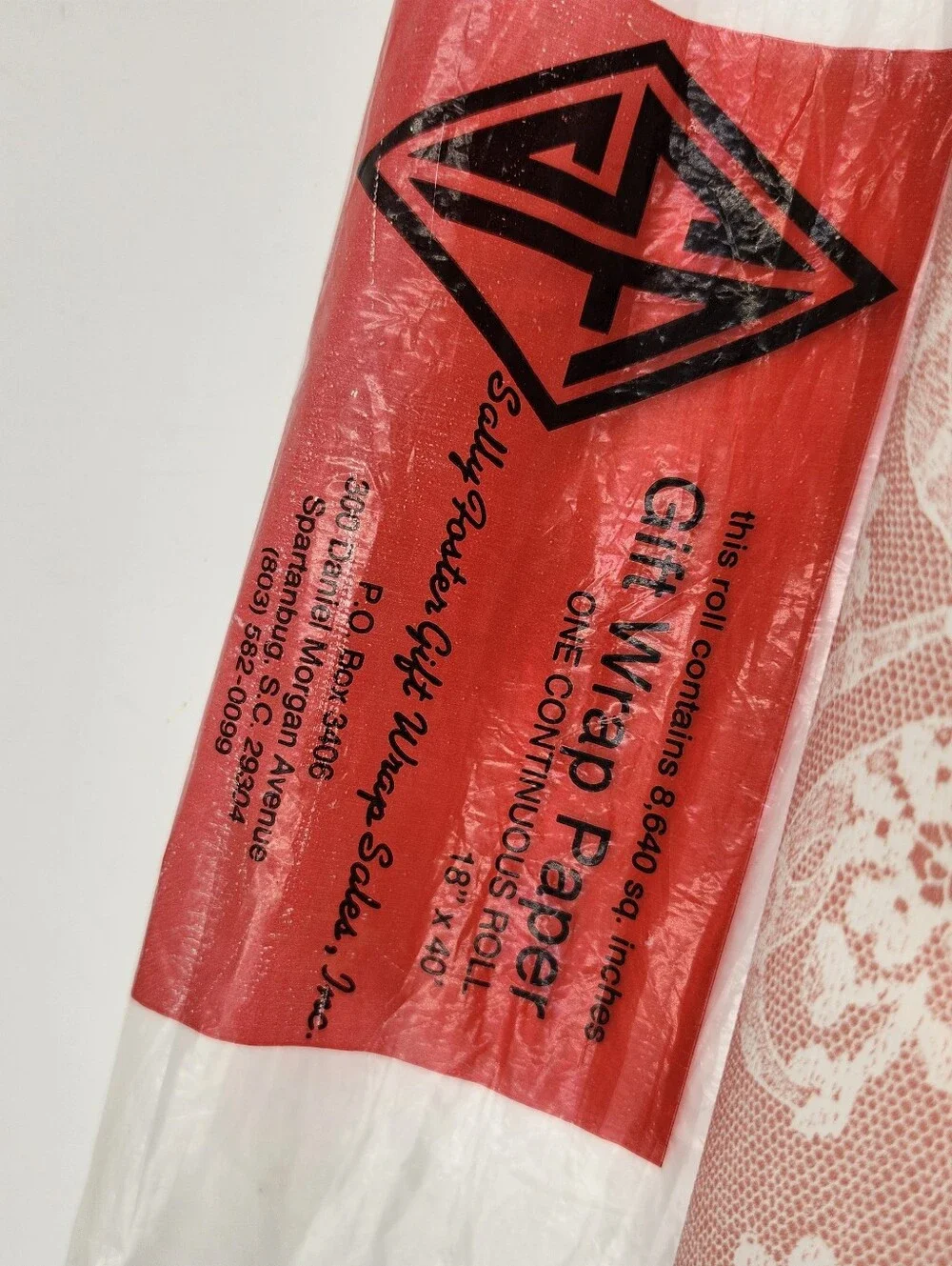 Vintage Premium  Sally Foster Pink Lace Black Floral Wrapping Paper NoS